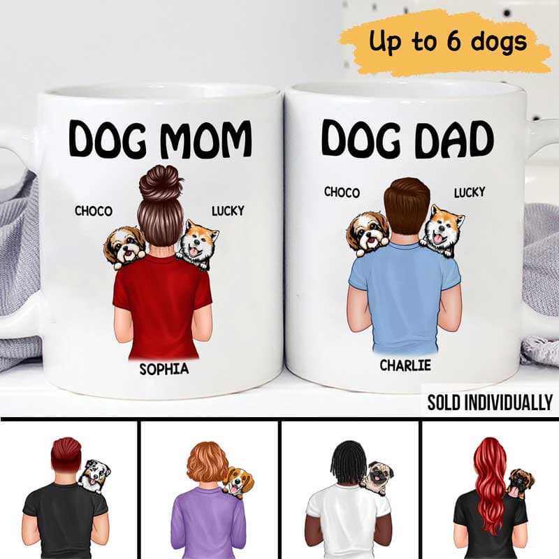 Dog Mom Dog Dad Carrying Dogs Personalized Mug [Sold Individually]