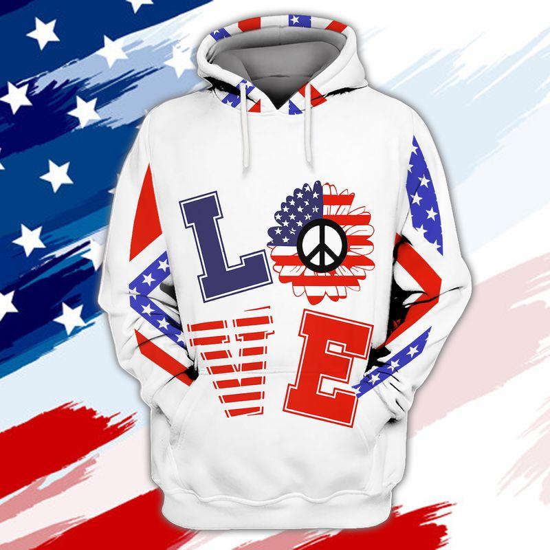 Love America Peace Hippie Trending Family Gift 3D Hoodie