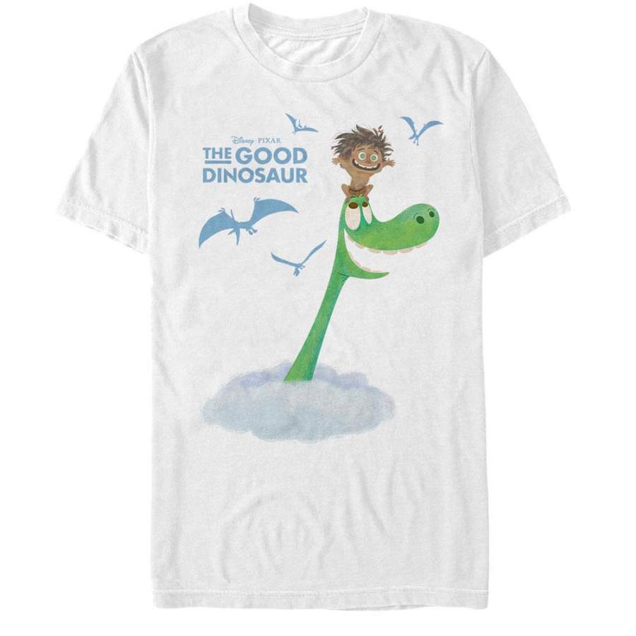 The Good Dinosaur Men’s Arlo and Spot Clouds  T Shirt White S