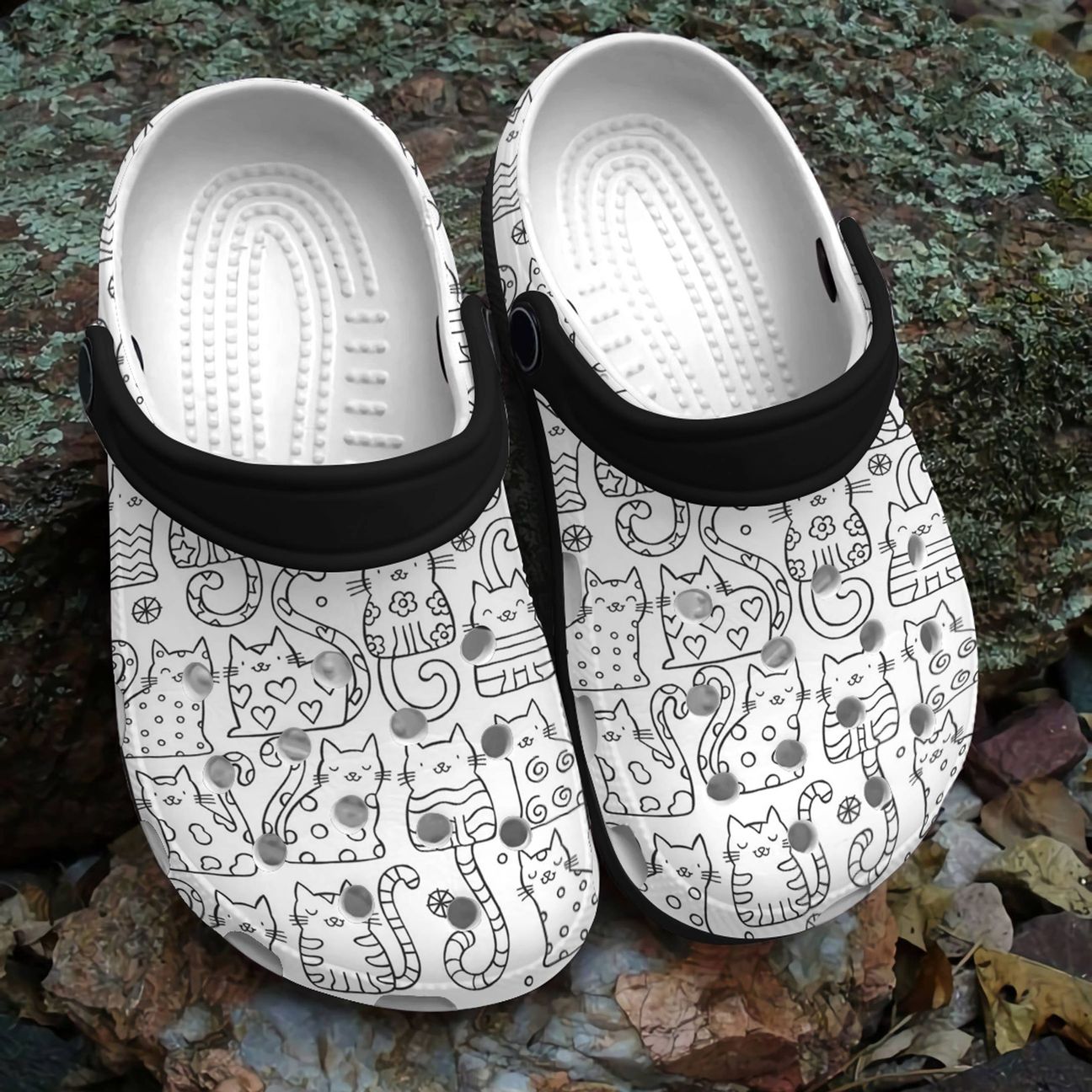 Cat Personalized Clog, Custom Name, Text, Color, Number Fashion Style For Women, Men, Kid, Print 3D Cat Doodle