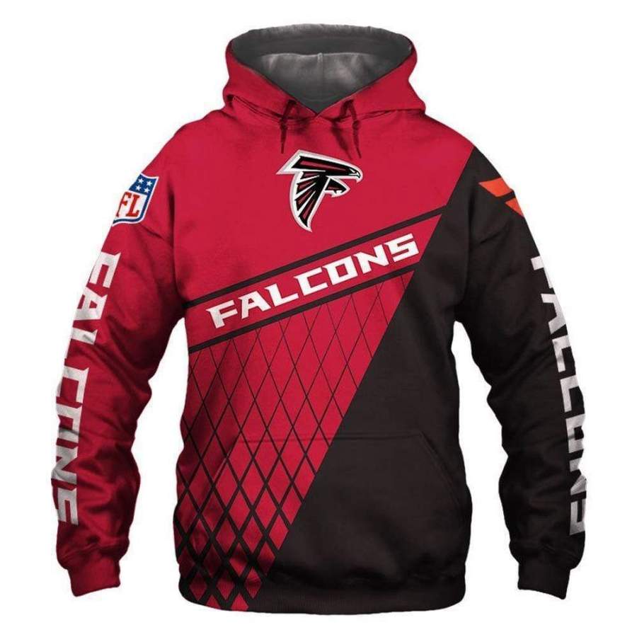 3D Atlanta Falcons Printed Hooded Pocket Pullover Sweater