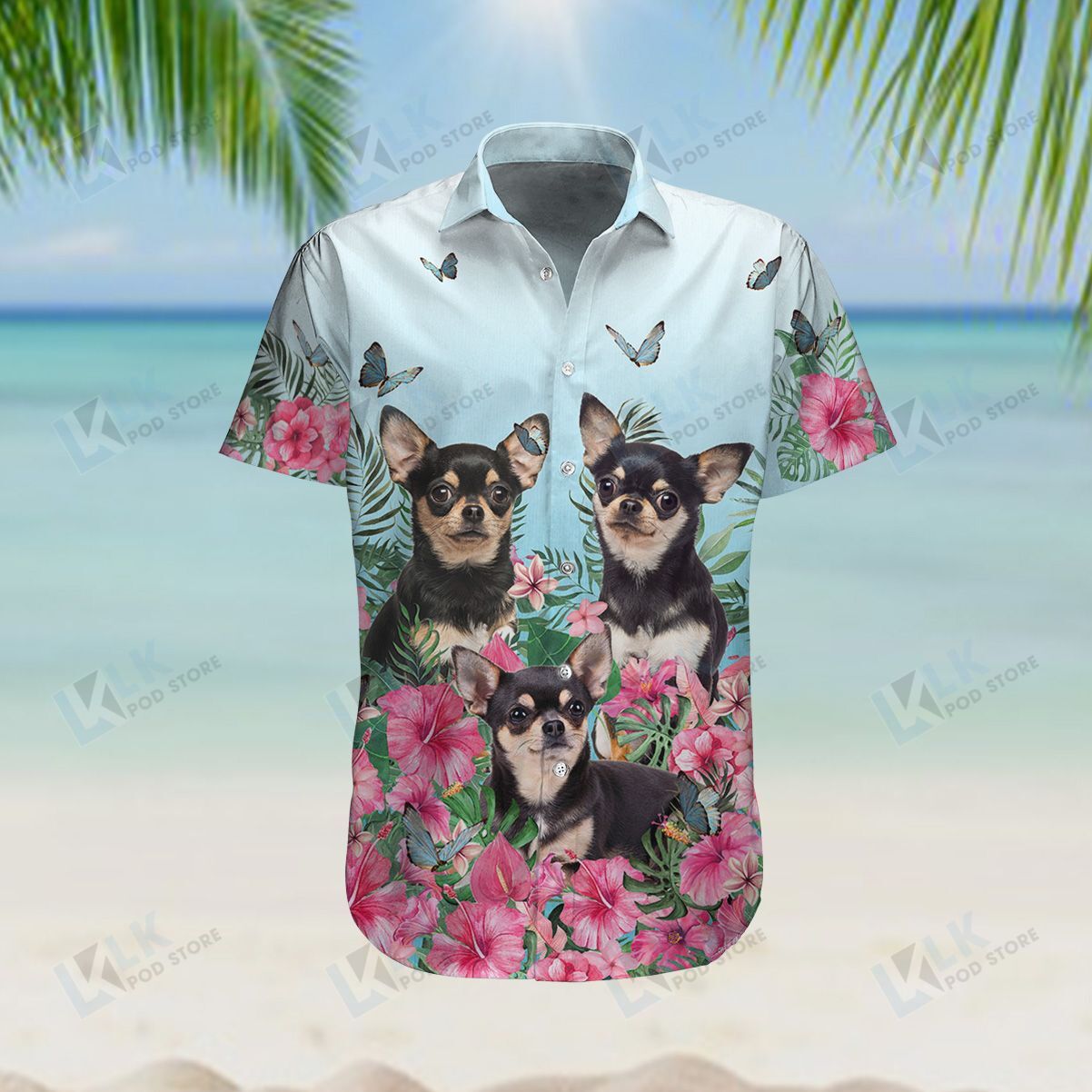 Chihuahua Hawaiian Shirt Hibiscus Beach Ha44411