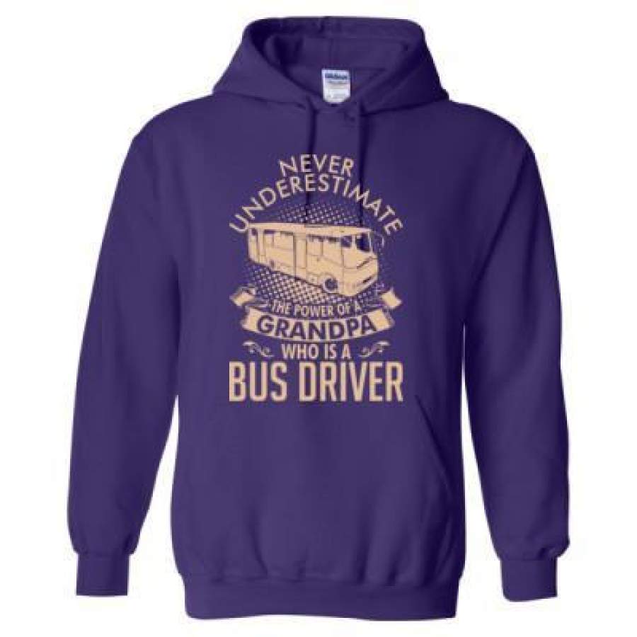 AGR Never Underestimate The Power Of A Grandpa Who Is A Bus Driver – Heavy Blend™ Hooded Sweatshirt