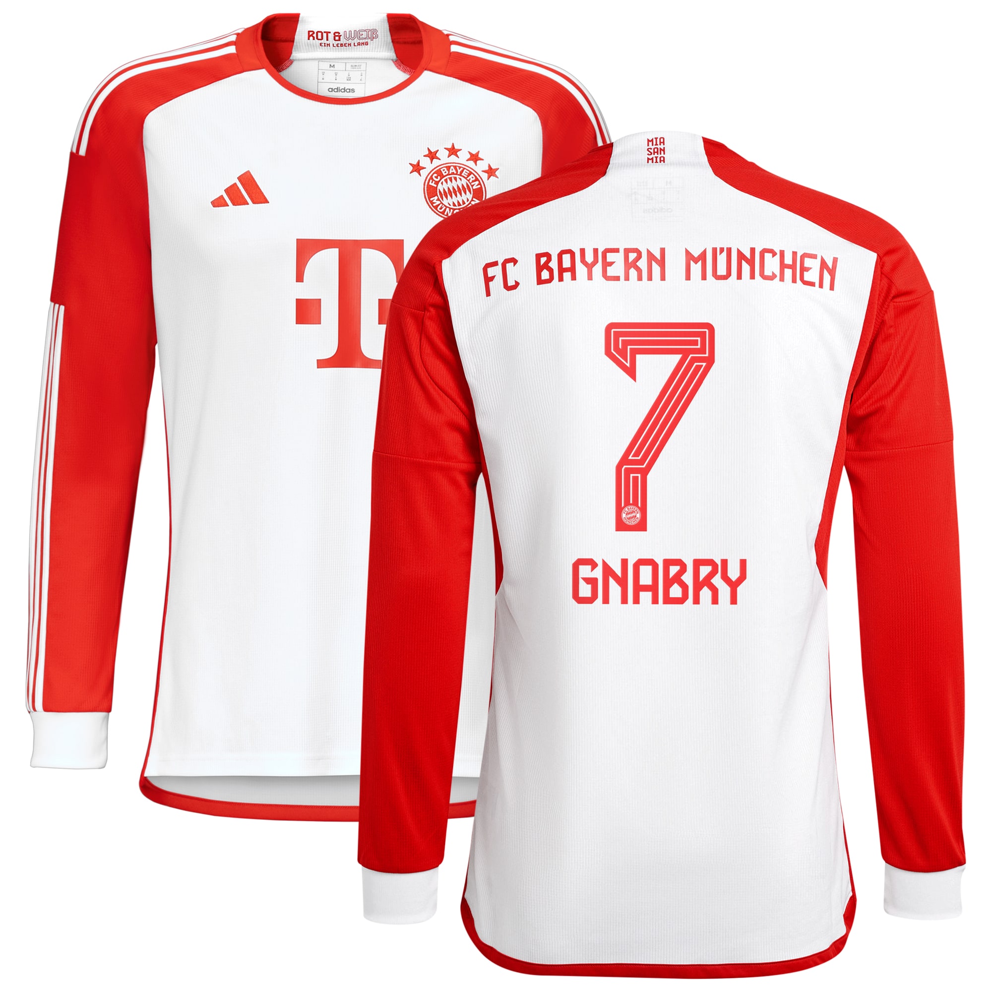 Serge Gnabry Bayern Munich 2023/24 Home Replica Long Sleeve Jersey – White