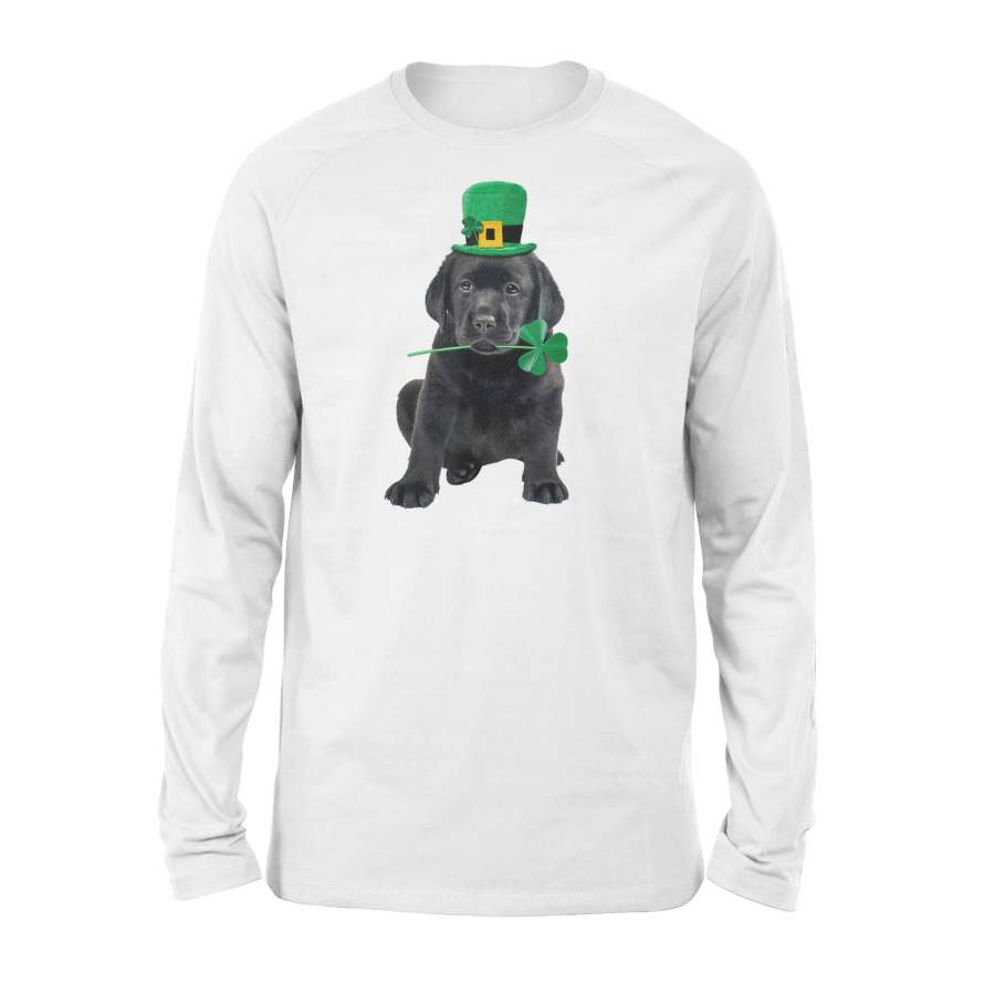 Black Lab Puppy Leprechaun Dog Lover St Patricks Day Long Sleeve T-Shirt