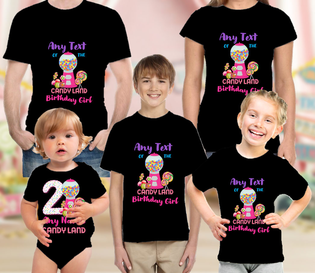 Candy Land Candyland Birthday Personalized Family Color T Shirt Pack – All Sizes – Cl008