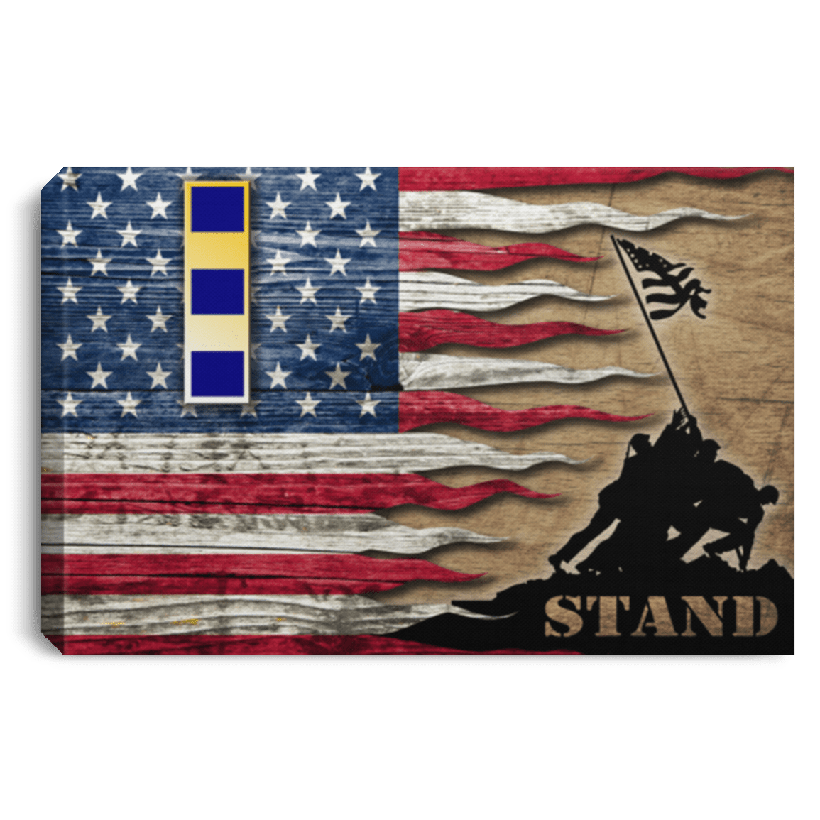 Us Navy W-2 Chief Warrant Officer 2 W2 Cw2 Warrant Officer Stand For The Flag 18X12 Inches Landscape Canvas .75In Frame