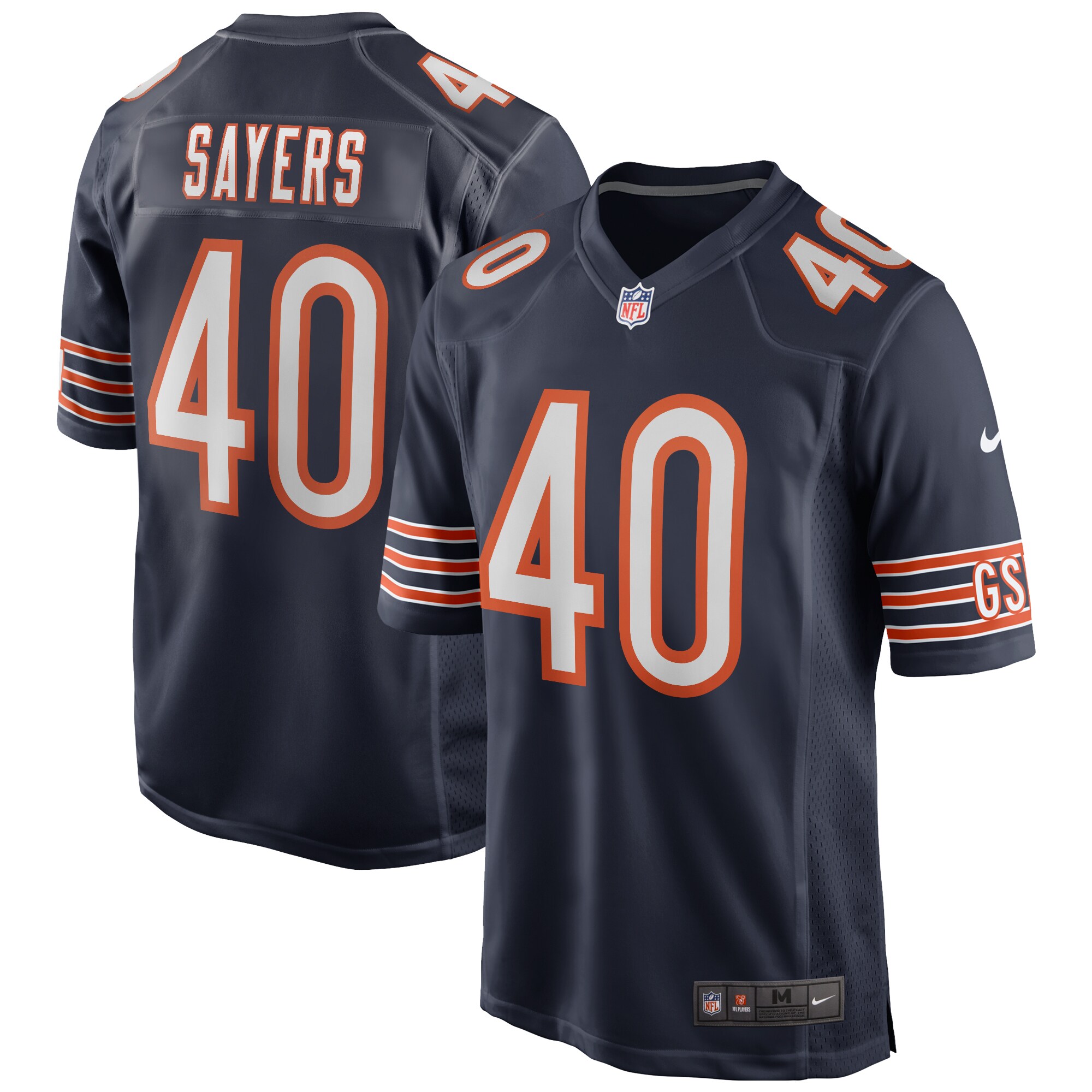 Gale Sayers Chicago Bears Game Retired Player Jersey – Navy