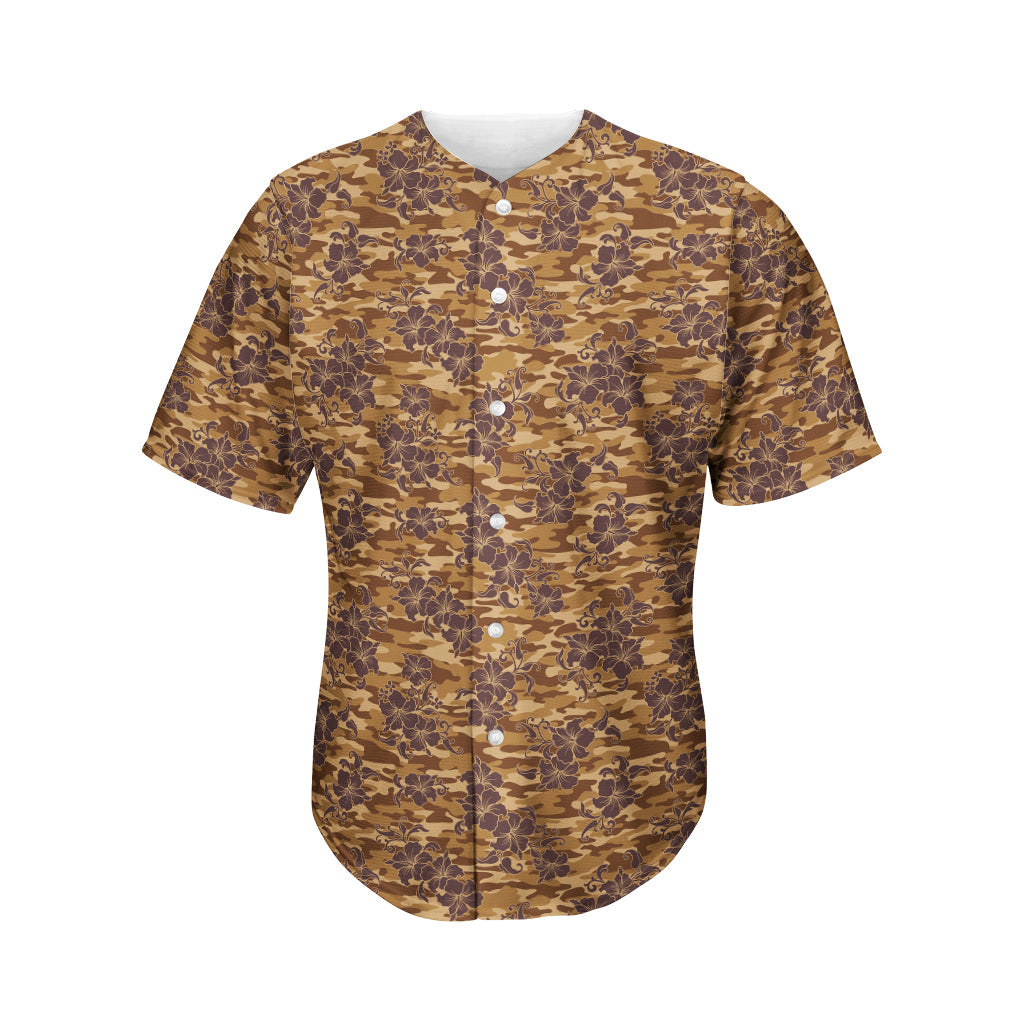 Brown Hawaii Camo Flower Pattern Print Baseball Jersey Ha72841