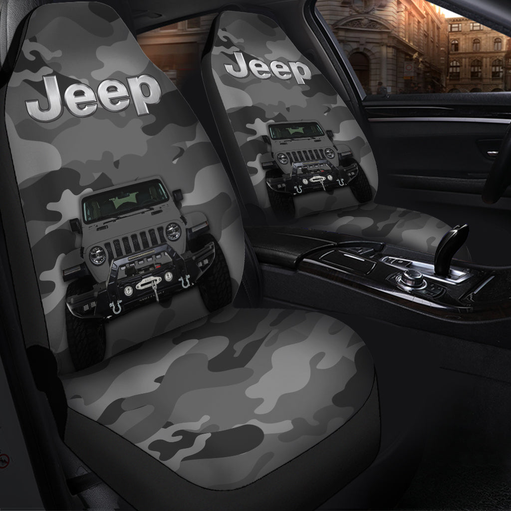 Gray Jeep Camouflage Premium Custom Car Seat Covers Decor Protectors