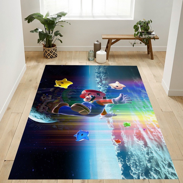 Super Mario Earth Jump Space Rug Bedroom Rug Christmas Gift US Decor