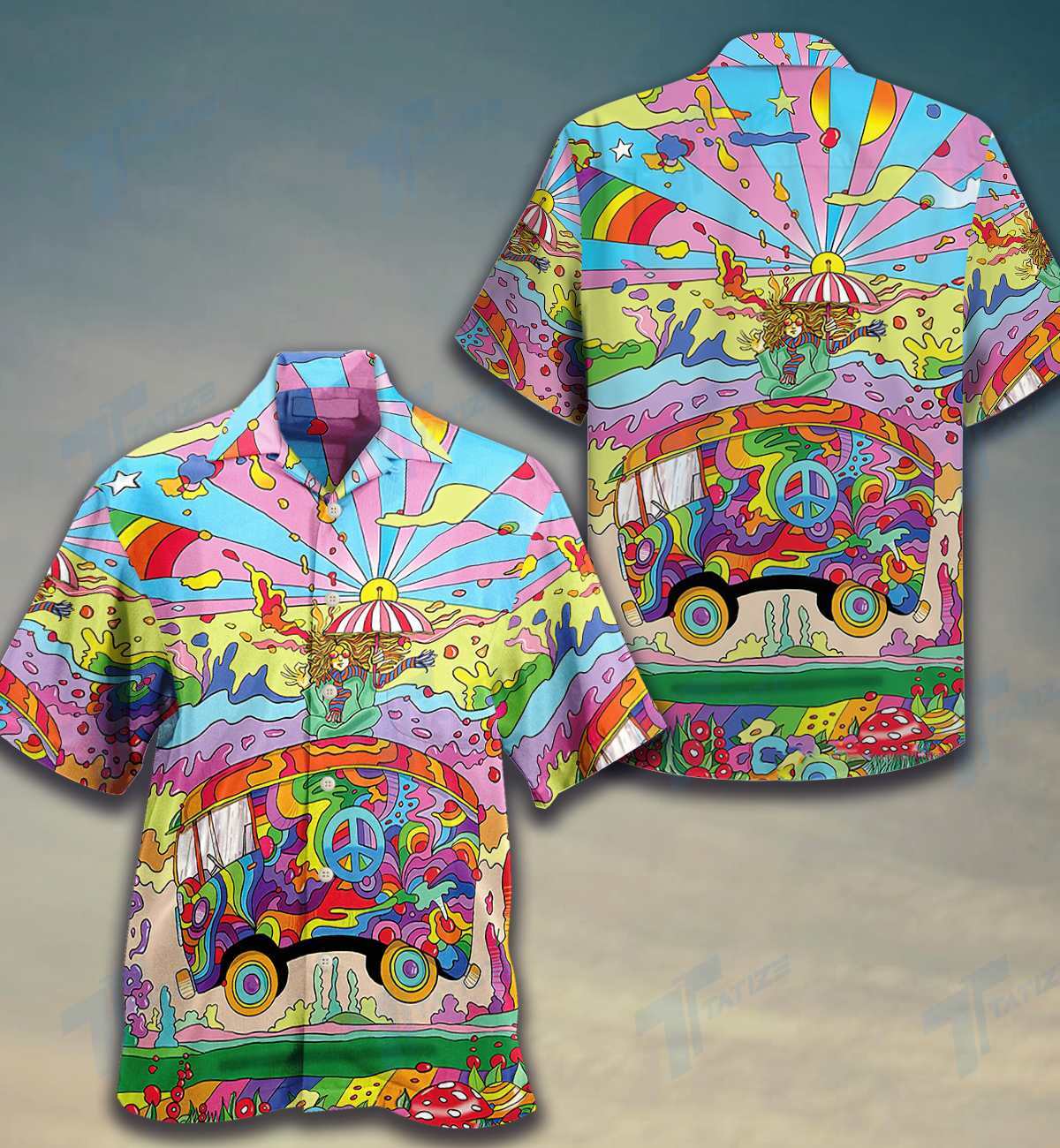 Hippie Psychedelic Color Pattern Hawaii Shirt Ha70705