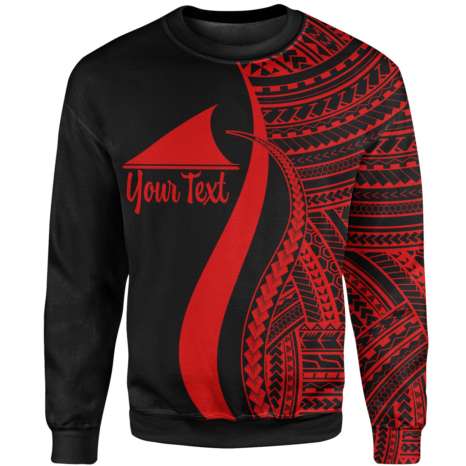 Tokelau Custom Personalised Sweatshirt – Red Polynesian Tentacle Tribal Pattern – BN11