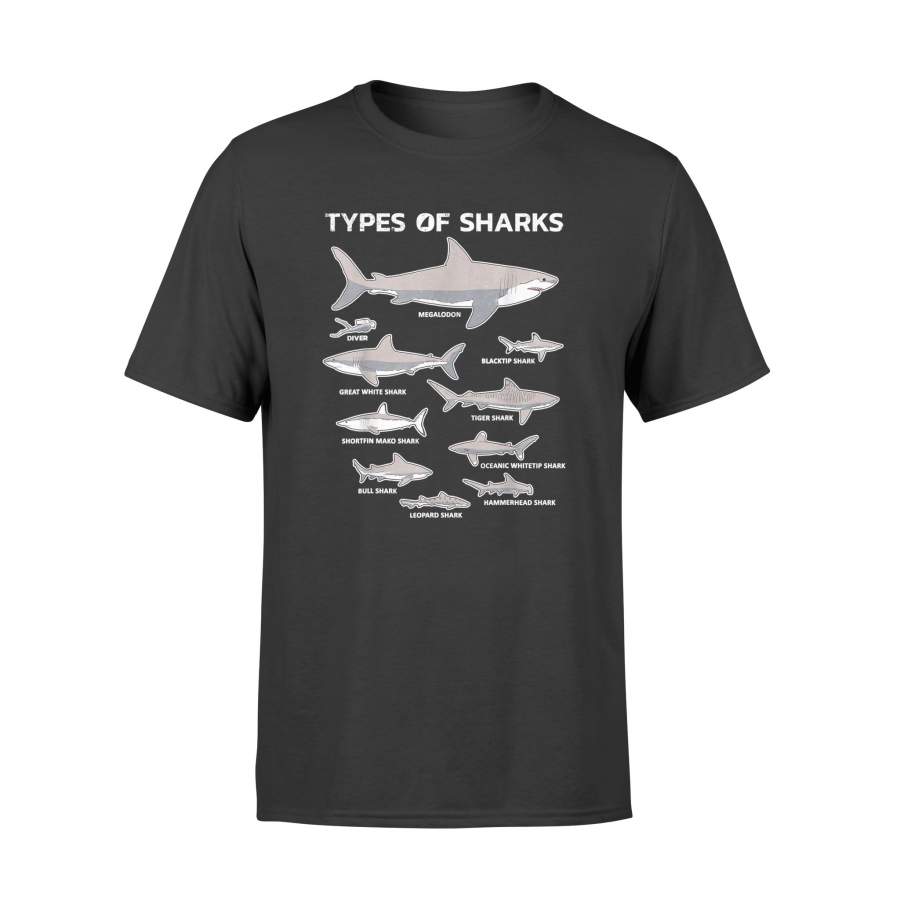 9 Types Of Sharks T-Shirt Educational Academic Ocean Tee – Standard T-shirt