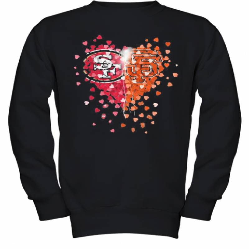 San Francisco 49Ers And San Francisco Giants Hearts Youth Sweatshirt