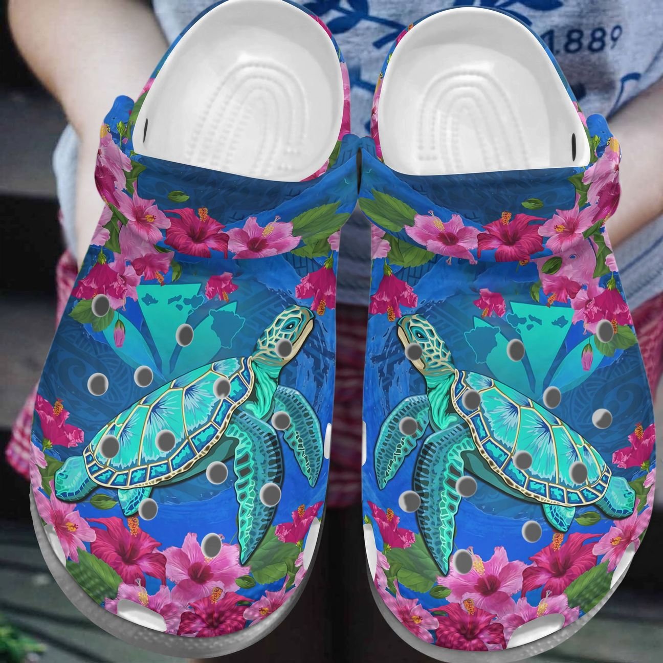 Turtle Personalized Clog, Custom Name, Text, Color, Number Fashion Style For Women, Men, Kid, Print 3D Turtle And Flowers