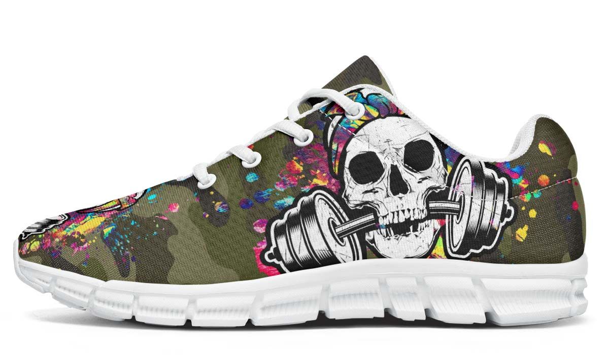 Camocolorful Splat Skull Breathable Sneakers Custom Shoes V88