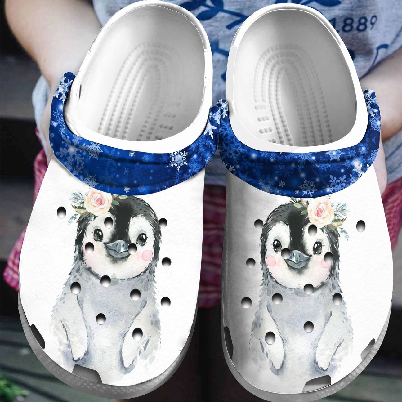 Penguin Personalized Clog, Custom Name, Text, Color, Number Fashion Style For Women, Men, Kid, Print 3D Snowflake