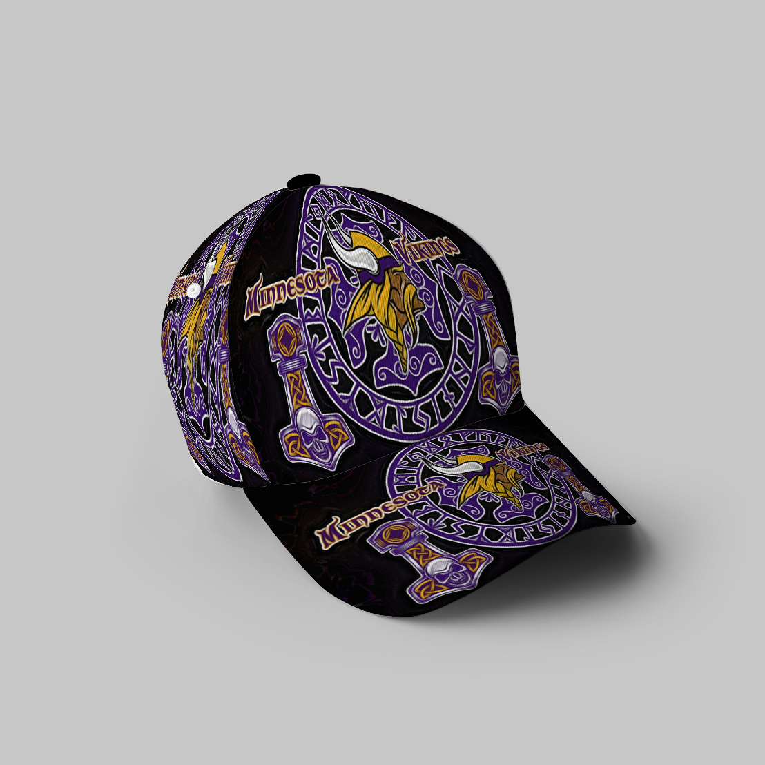 Minnesota Vikings Emblem Shape Skull 3D Printing Baseball Cap Classic Hat