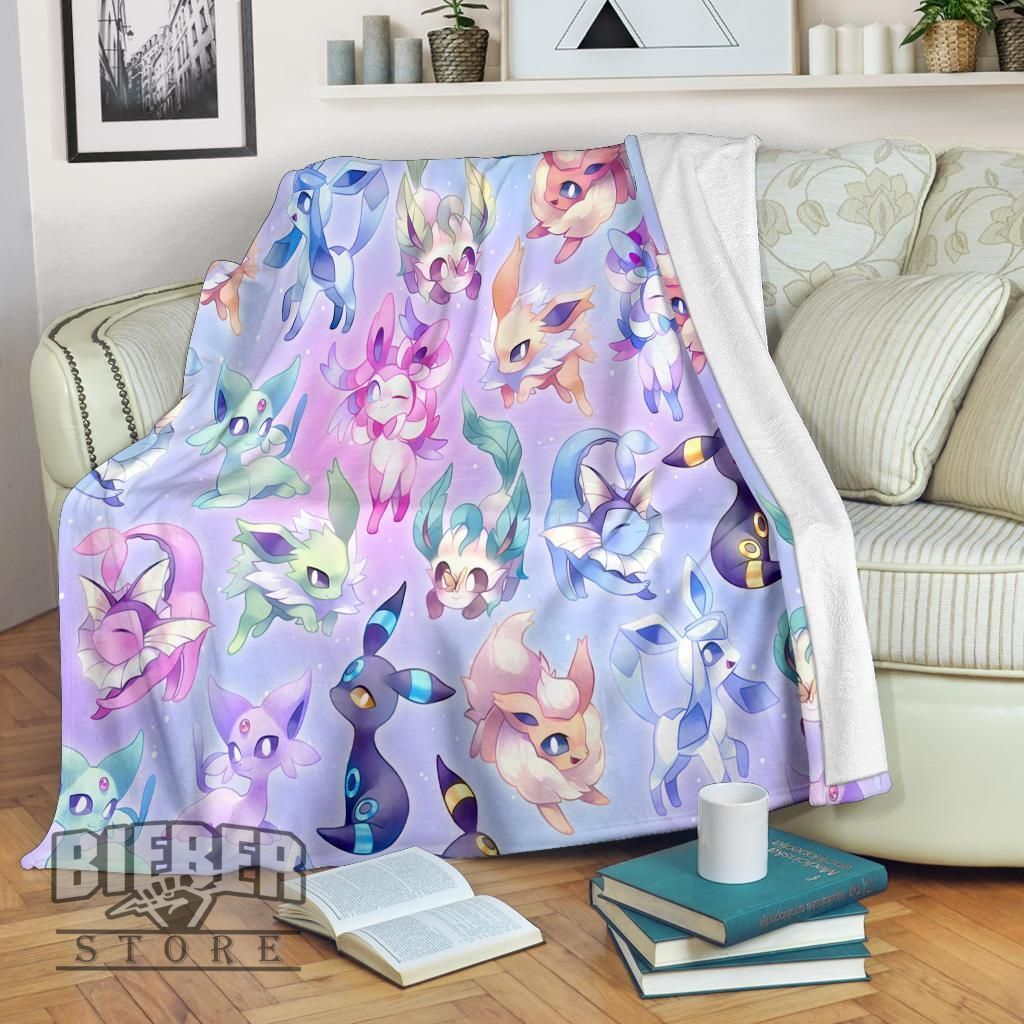 Eevee Evolution Fleece Blanket Flush Blanket Eevee Specie