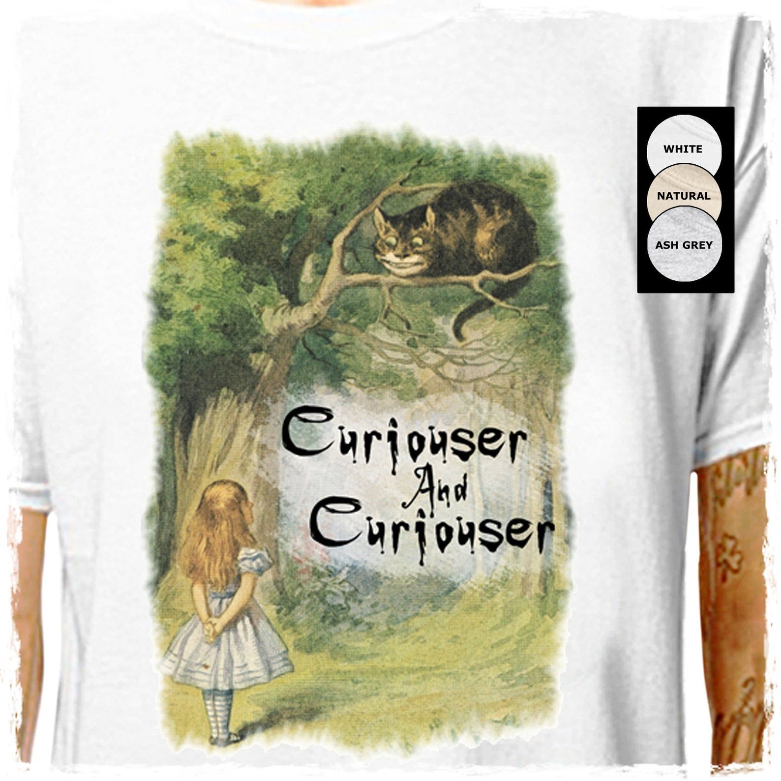 Alice In Wonderland – The Cheshire Cat T-Shirt We’Re All Mad In Here Curiouser Kitten Father Day Lazycarrot