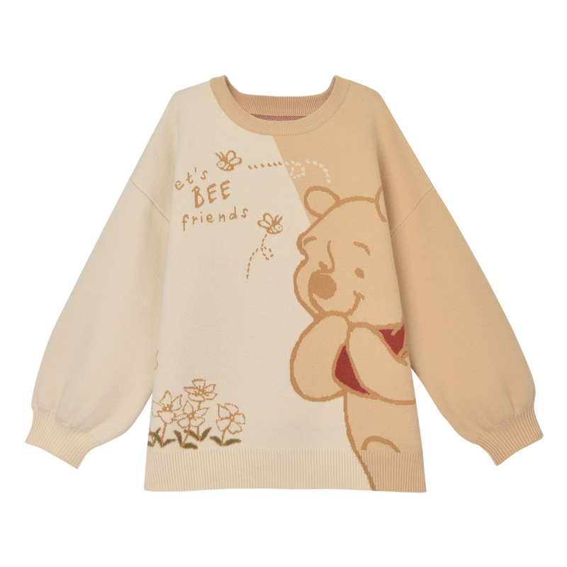 Disney Winnie The Pooh Sweater 2022 Winter New Cartoon Cute Pooh Bear Print Sweater Cute Loose Soft Casual Pullovers Couple Tops alx