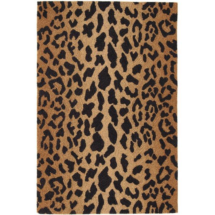 Animal Print Looped/Hooked Brown/Black Area Rug