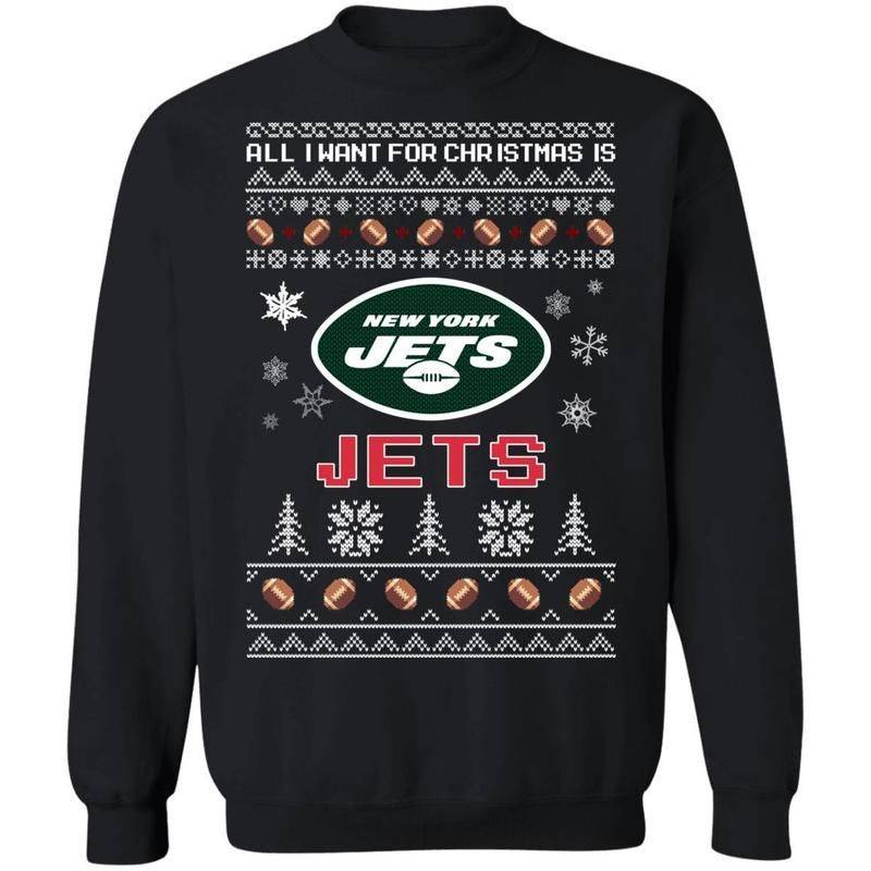 All I Want For Christmas Is New York Jets Knitting Style Sweatshirt Nice Gift Ha09