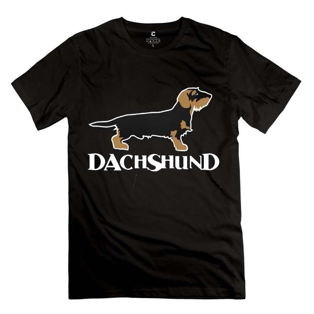 100% Cotton Pre-Shrunk Fashion Casual Short Sleeves Christmas Weiner Dog Dachshund Through The Snow T-Shirt Xmas Dog Men’S Tee