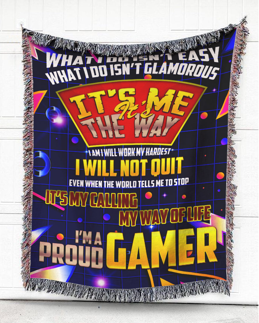 Woven Throw For Sports Lovers Christmas Gift, A Proud Gamer, Cotton Blanket