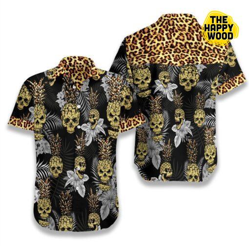 Pineapple Skull Leopard Tropical Hawaiian Shirt