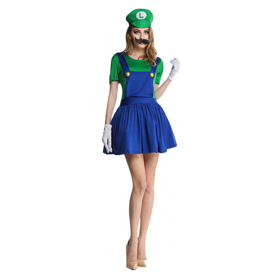 Super Luigi Brothers Costumes Cosplay Jumpsuit LUIGI Bros Family Adult Child Kids Halloween Costume Fancy Party Xmas Dress Suit alx