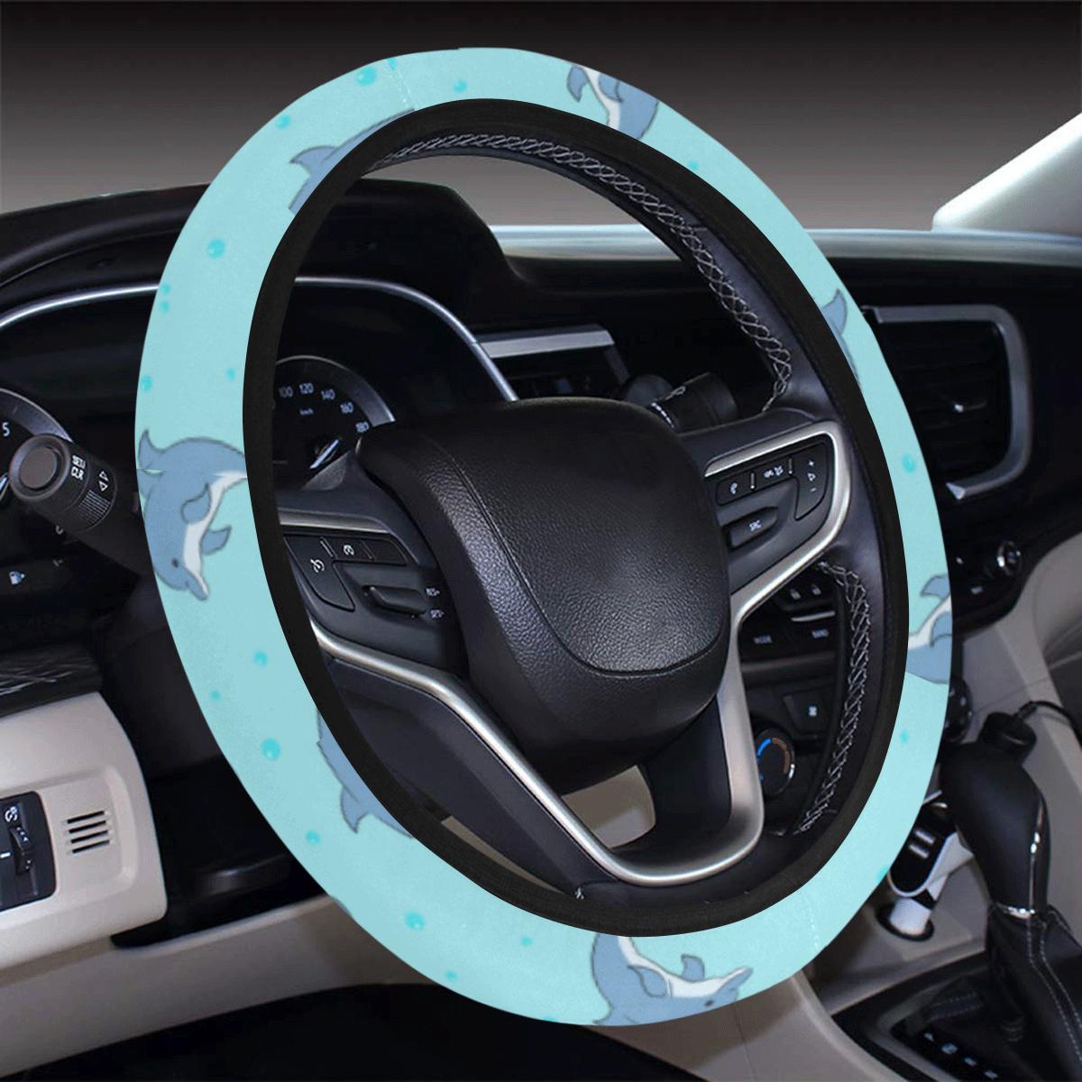 Dolphin Baby Cute Print Pattern Steering Wheel Cover With Elastic Edge