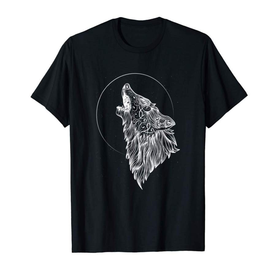 Angry Wolf Vector Graphic Wolf Lovers T Shirt Men’S Cotton Casual T-Shirt