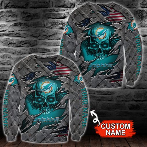 Miami Dolphins Custom Name Special Skull Gift For Fan 3D Full Printing Sweatshirt