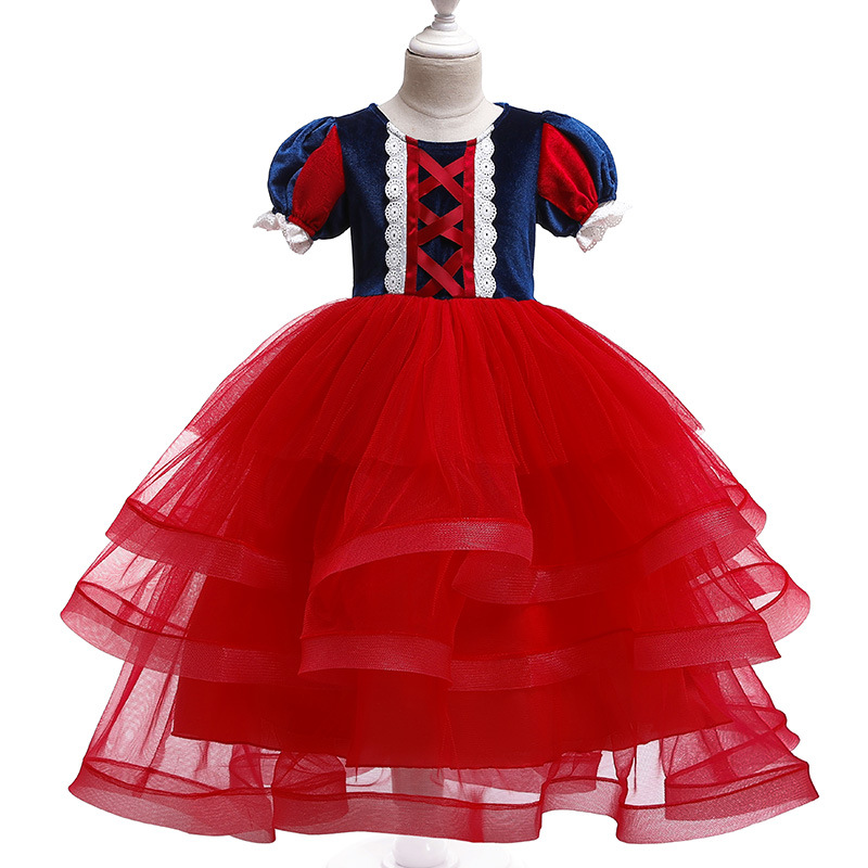 2021 New Fluffy Dress Princess Cake Dress Long Dress Child Long Dress Snow White Tutu Cosplay Costume Princess Party Dress Girl alx