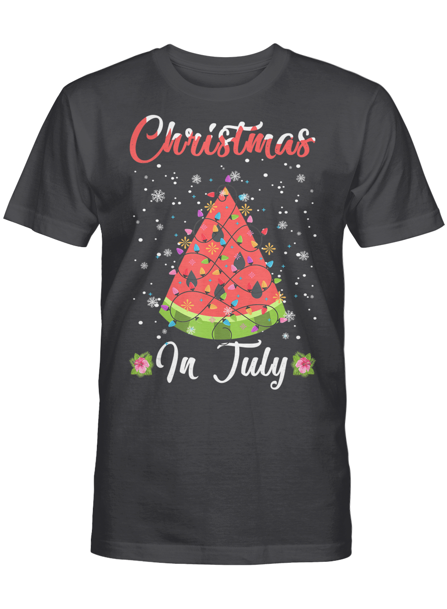 AmazeStyleZ Santa’s Reindeer, Ugly Christmas Sweater, Christmas Gift Ideas, Christmas In July T-Shirt Melon Christmas Tree Summer T-Shirt