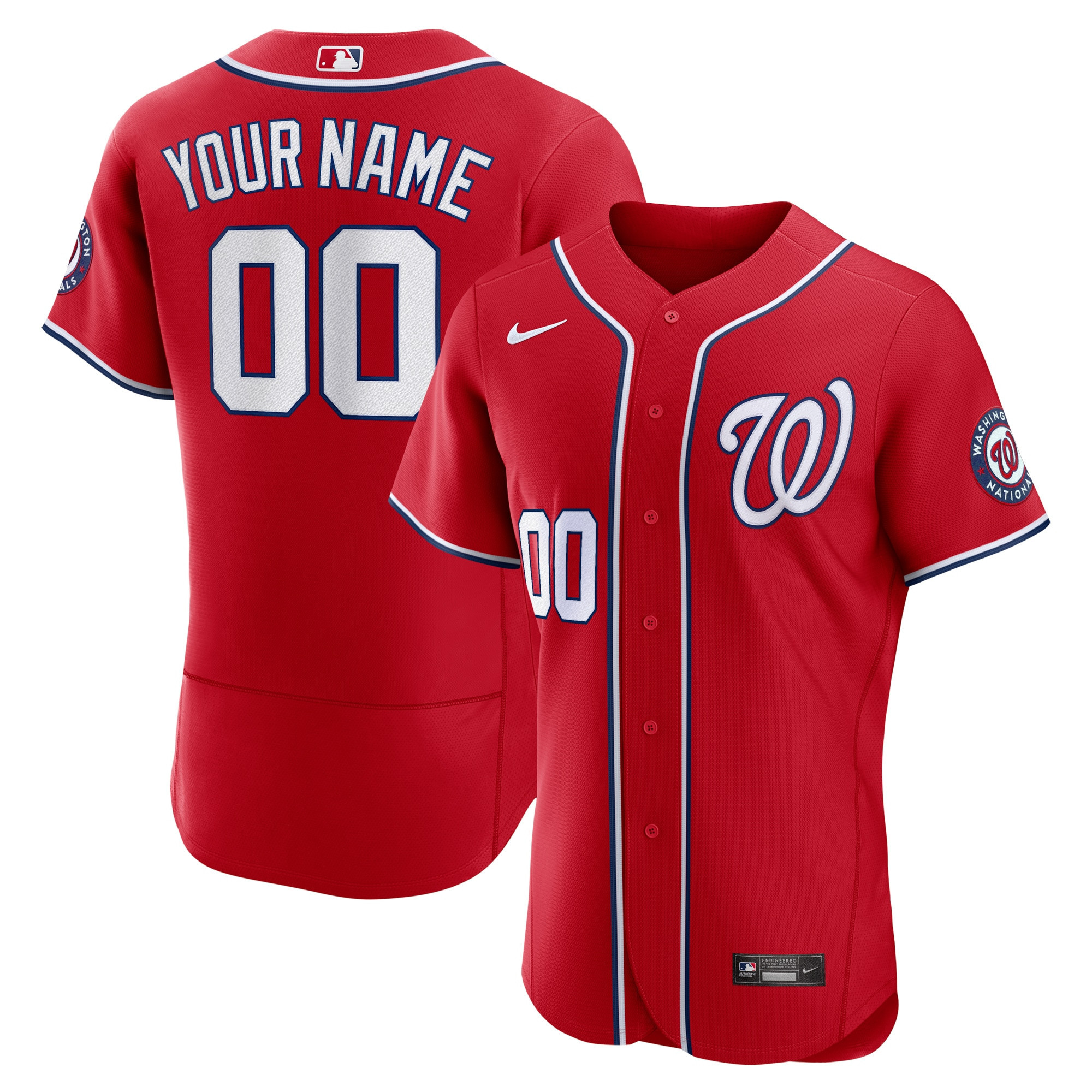 Washington Nationals Alternate Authentic Custom Patch Jersey Scarlet Custom Jerseys MLB