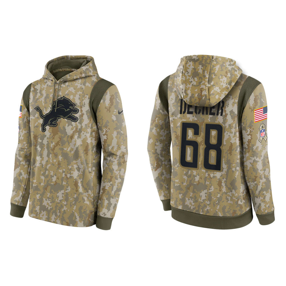 Taylor Decker Detroit Lions Camo 2021 Salute To Service Veterans Day Therma Pullover Hoodie