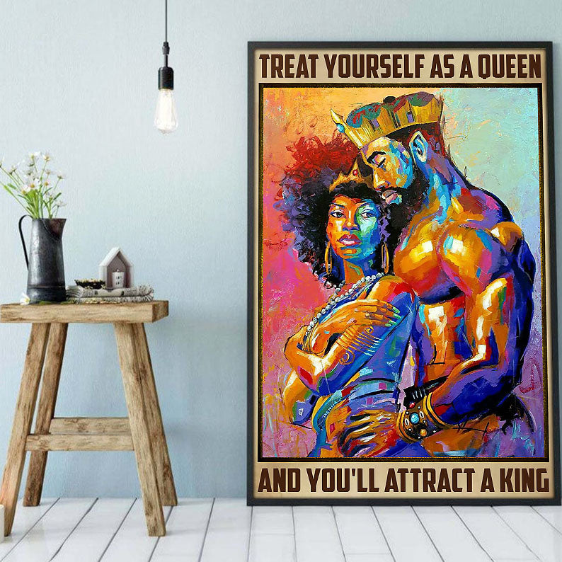 Black African American Canvas Art Perfect African American Black Art Poster Print Black Queen Black King Artistic Bedroom Wall Decor