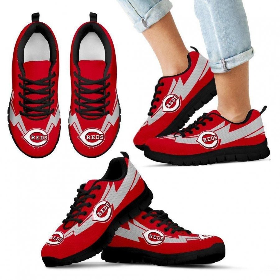 Three Amazing Good Line Charming Logo Cincinnati Reds Sneakers #121