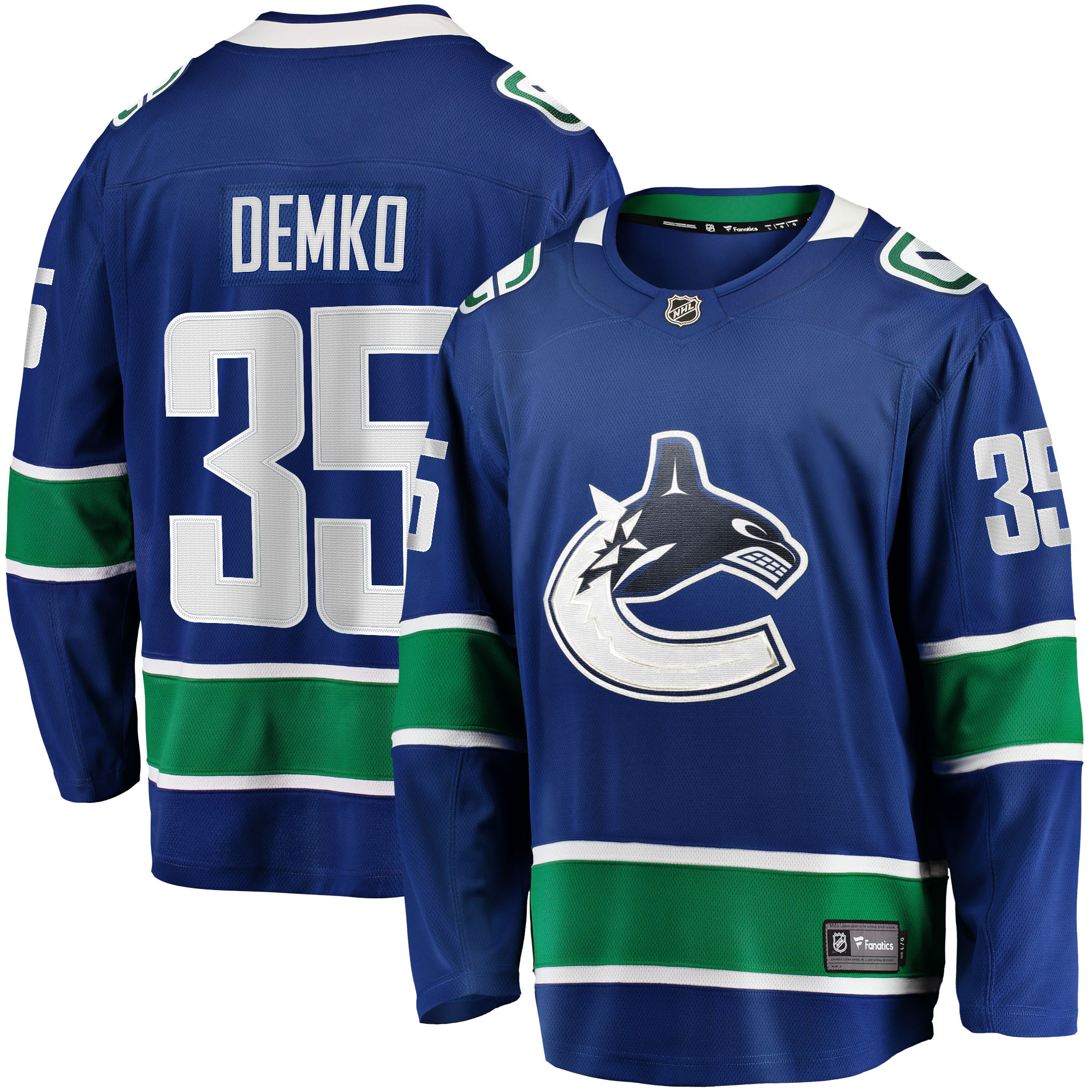 Thatcher Demko Vancouver Canucks Branded Home Breakaway Jersey – Blue