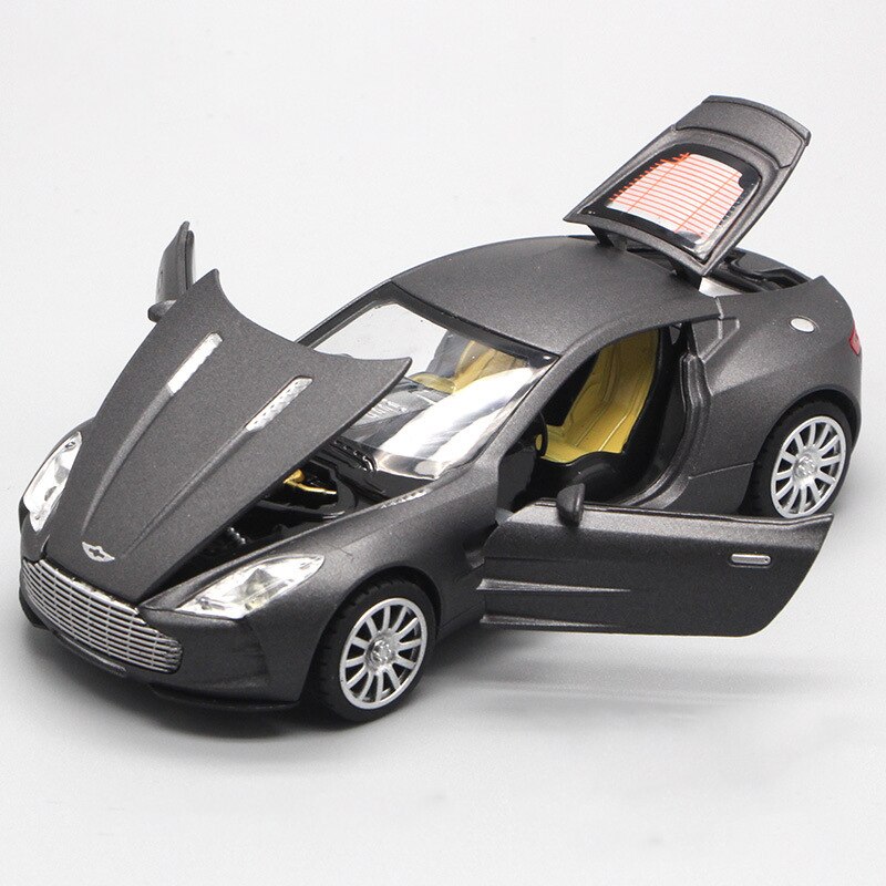 1:32 Aston Martin One-77 Metal Toy Cars Diecast Scale Model Kids Present With Pull Back Function Music Light Openable Door alx