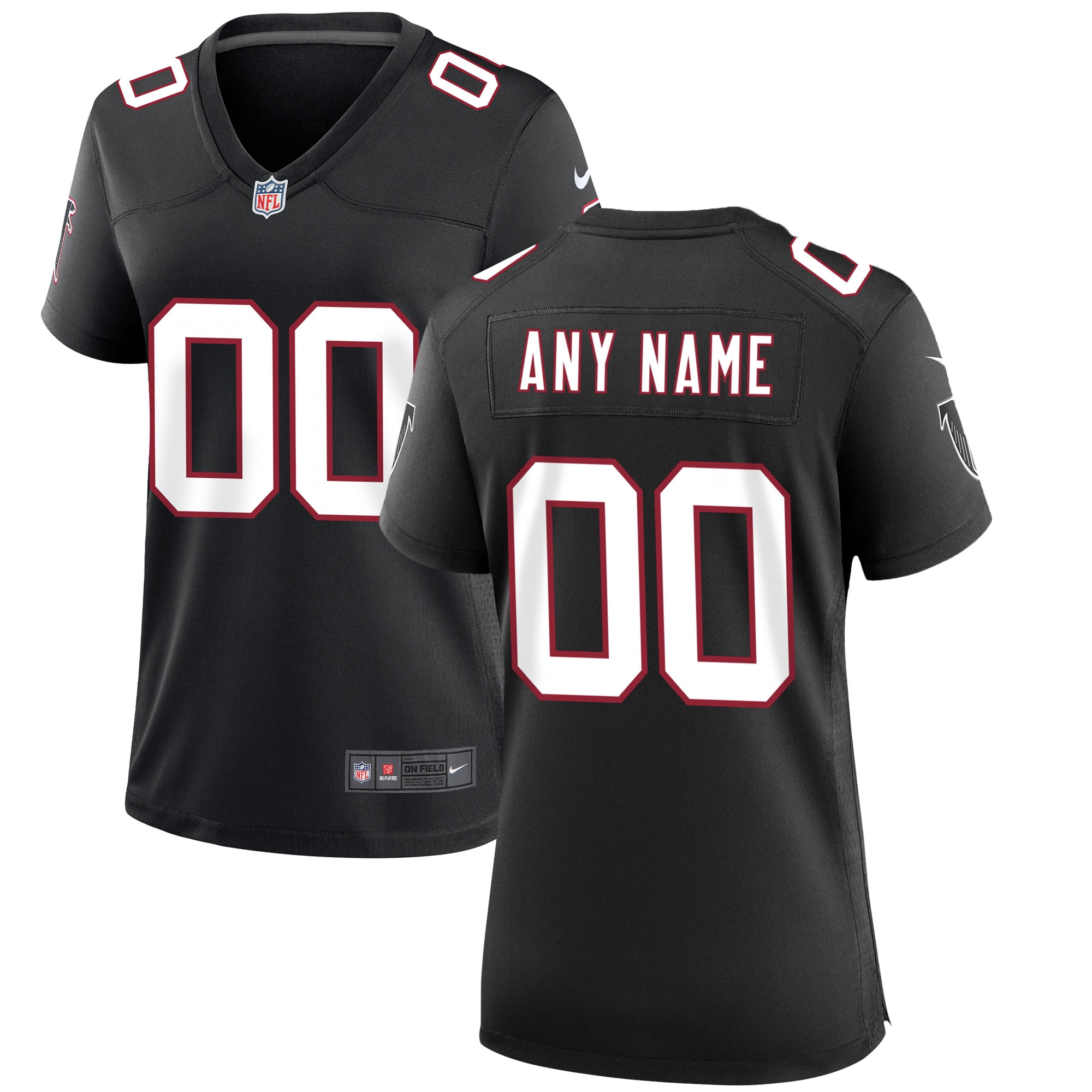 Women’s Atlanta Falcons Black Throwback Custom Game Jersey