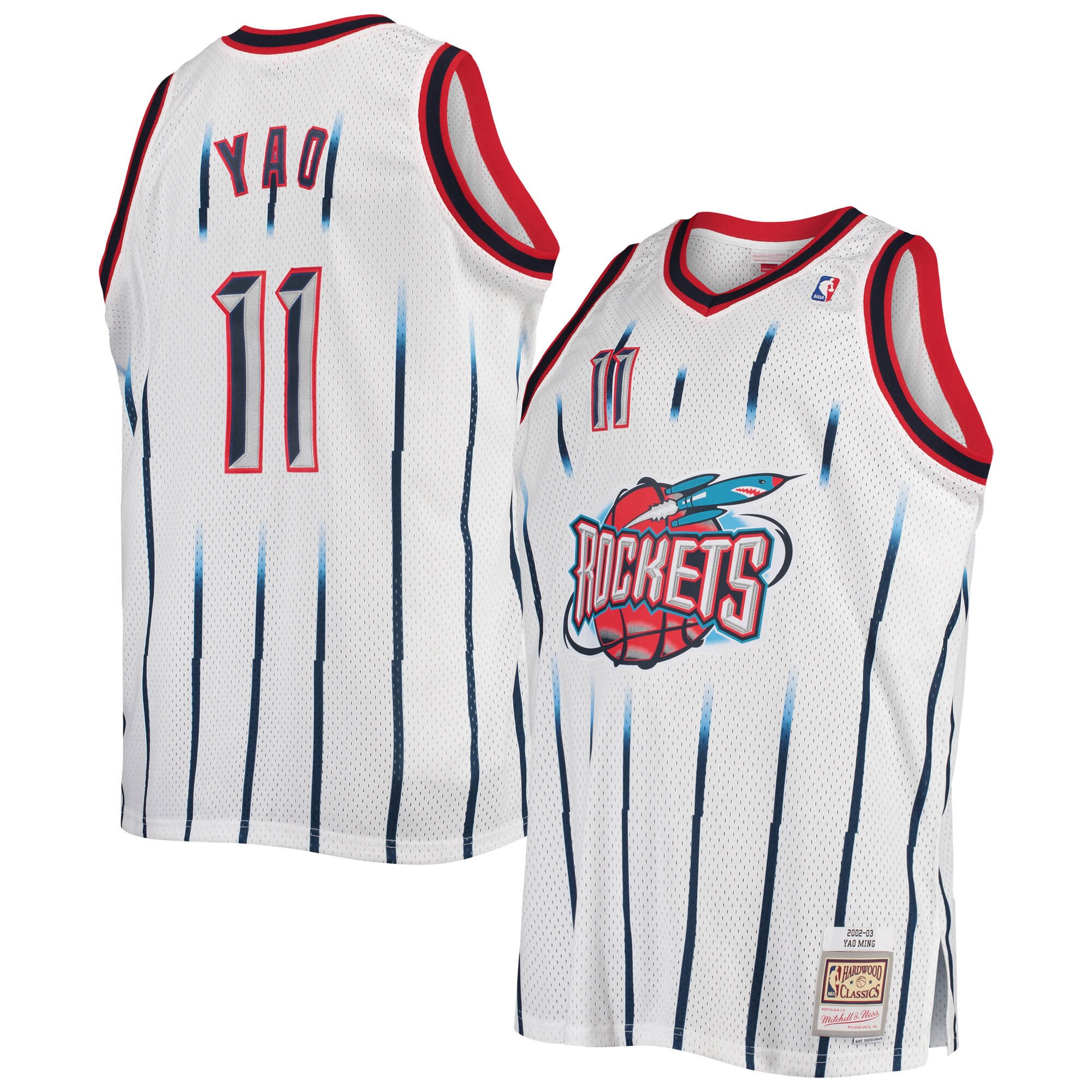 Men's Mitchell & Ness Yao Ming White Houston Rockets Big & Tall Hardwood Classics Swingman Jersey