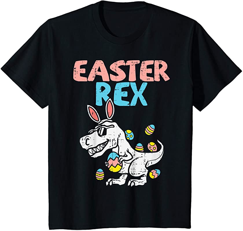 Kids Easter Trex Bunny Ears Cute Dinosaur Kids Toddler Baby Boys T-Shirt