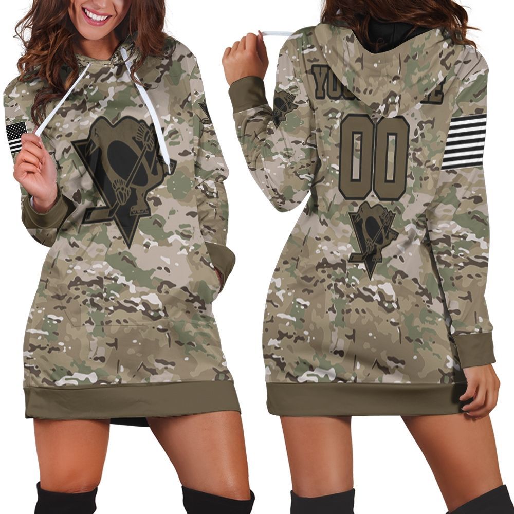 Pittsburgh Penguins Camouflage Veteran Personalized 3D Hoodie Dress