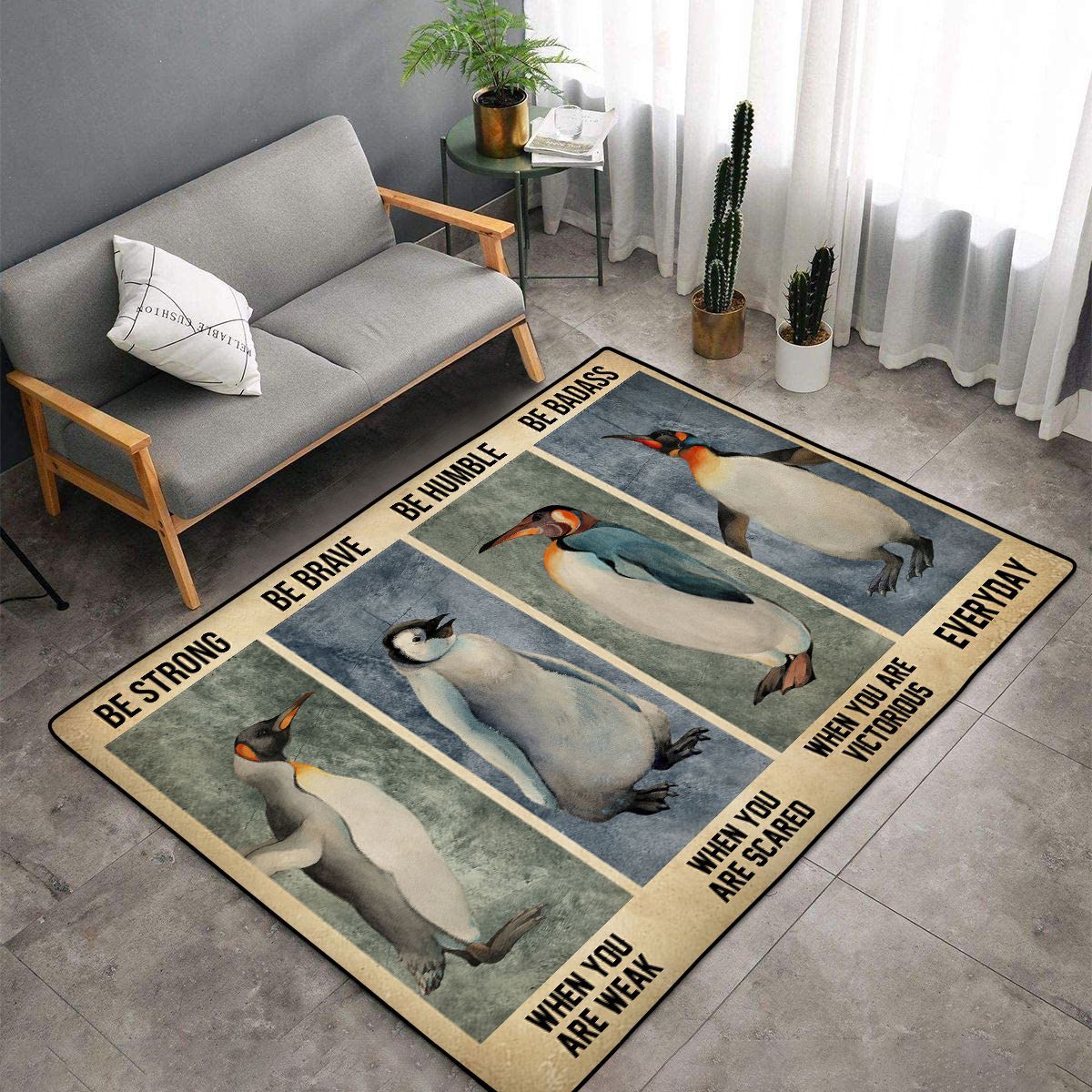 Strong When You Are Weak Penguin Dak236 Area Rug For Living Room Bedroom Rug Home Decor