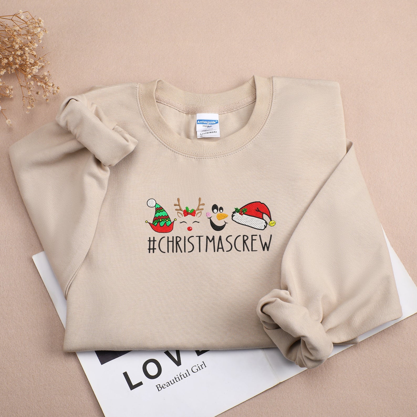 Merry Christmas Embroidered Sweatshirt 2D Crewneck Sweatshirt All Over Print Sweatshirt For Women Sweatshirt For Men Sws5287