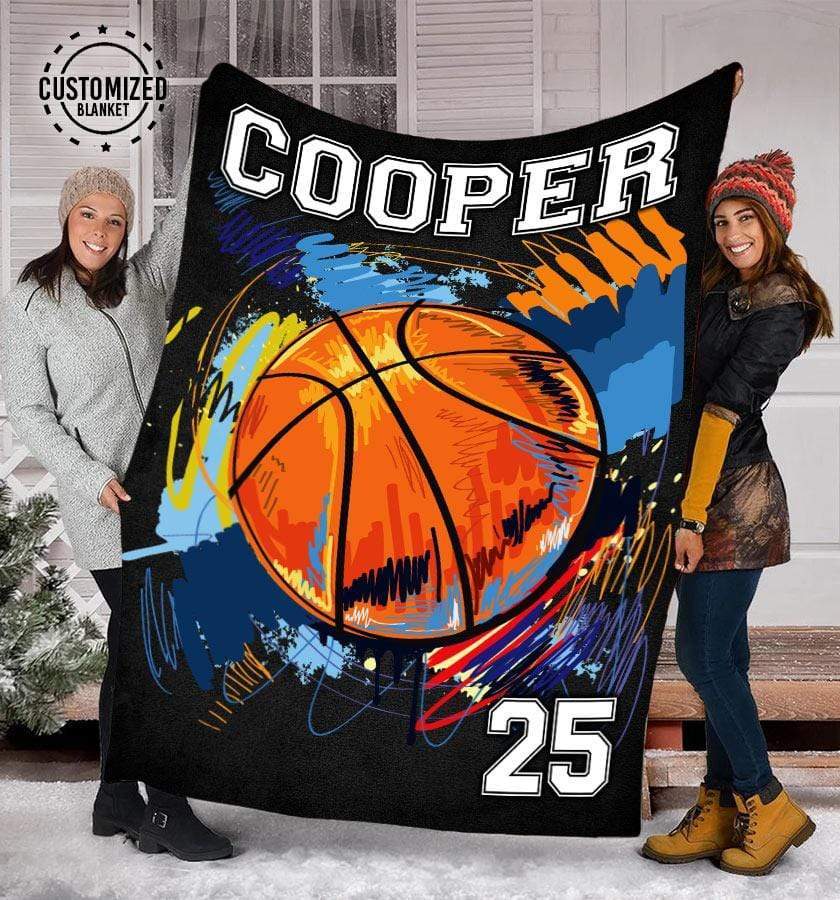 Basketball Player Customized Name and Number Fleece Blanket #0508L